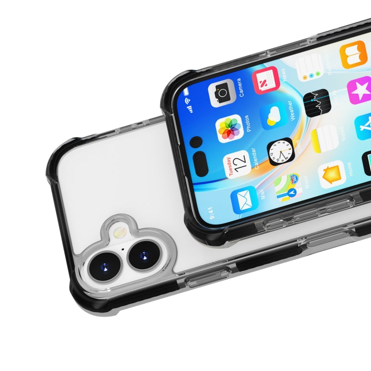 For iPhone 16 Plus Four-corner Shockproof TPU + Acrylic Phone Case(Black)