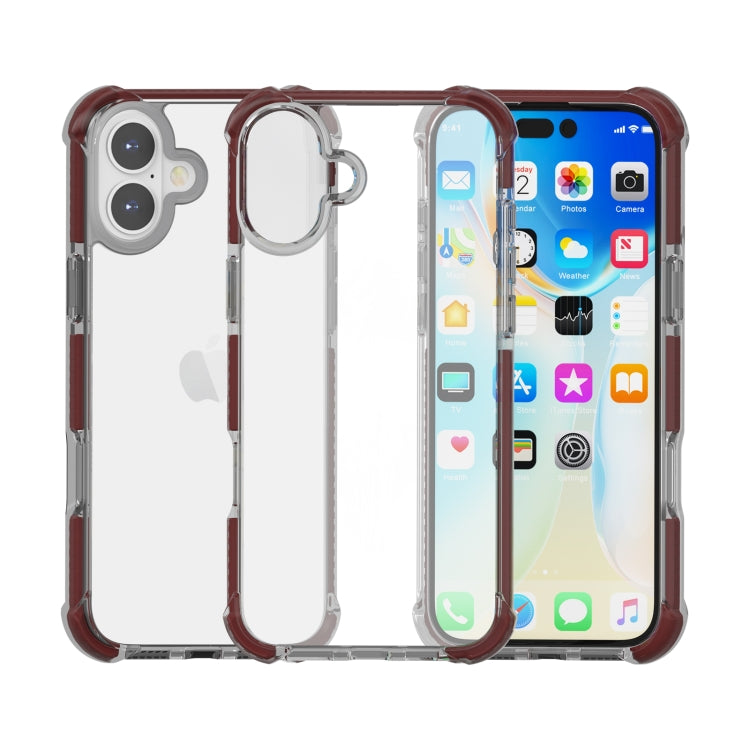 For iPhone 16 Four-corner Shockproof TPU + Acrylic Phone Case(Brown)