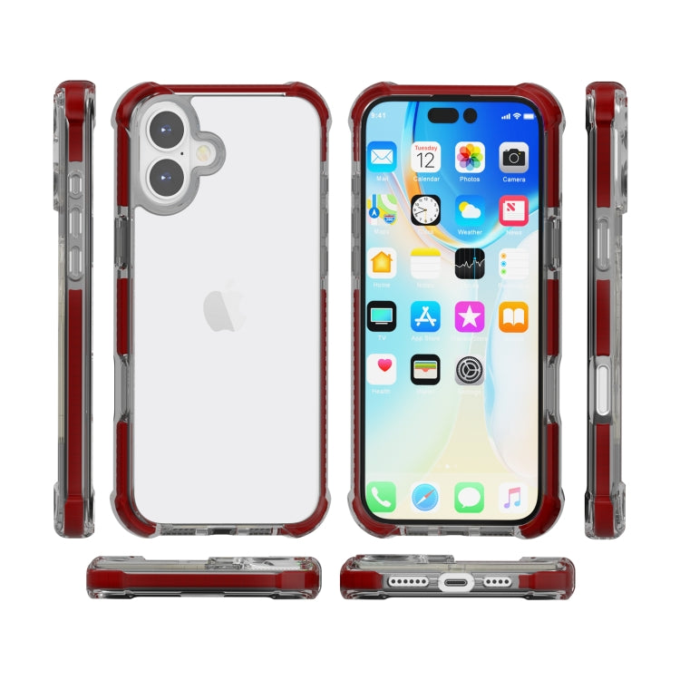For iPhone 16 Four-corner Shockproof TPU + Acrylic Phone Case(Brown)