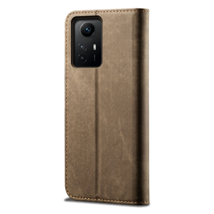 For Xiaomi Redmi Note 12S Denim Texture Flip Leather Phone Case(Khaki)