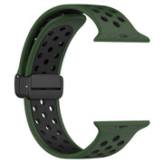 For Apple Watch Ultra 2 49mm Magnetic Buckle Silicone Watch Band(Army Green Black)