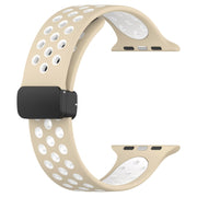 For Apple Watch Ultra 2 49mm Magnetic Buckle Silicone Watch Band(Khaki White)