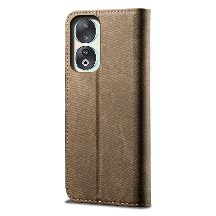 For Honor 90 Pro Denim Texture Flip Leather Phone Case(Khaki)