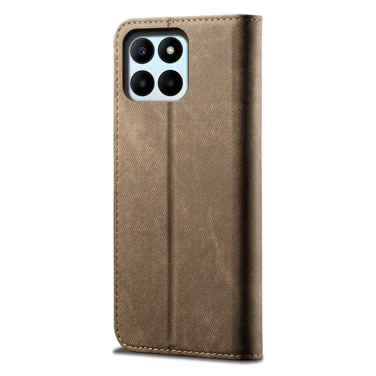 For Honor X6A Denim Texture Flip Leather Phone Case(Khaki)