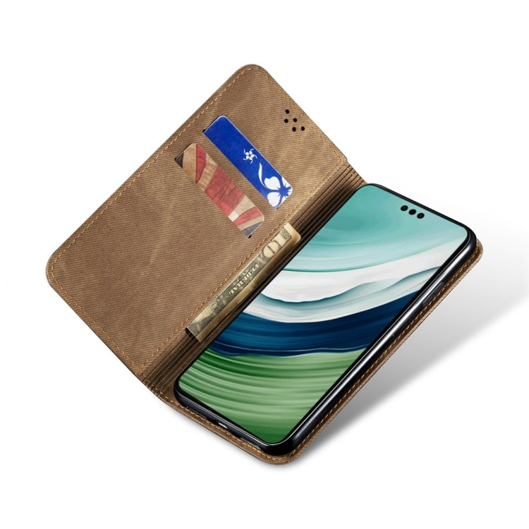 For Honor X6A Denim Texture Flip Leather Phone Case(Khaki)