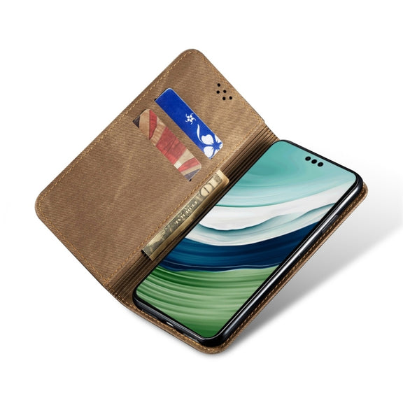 For Honor X6A Denim Texture Flip Leather Phone Case(Khaki)
