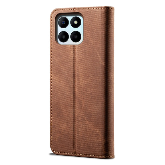 For Honor X6A Denim Texture Flip Leather Phone Case(Brown)
