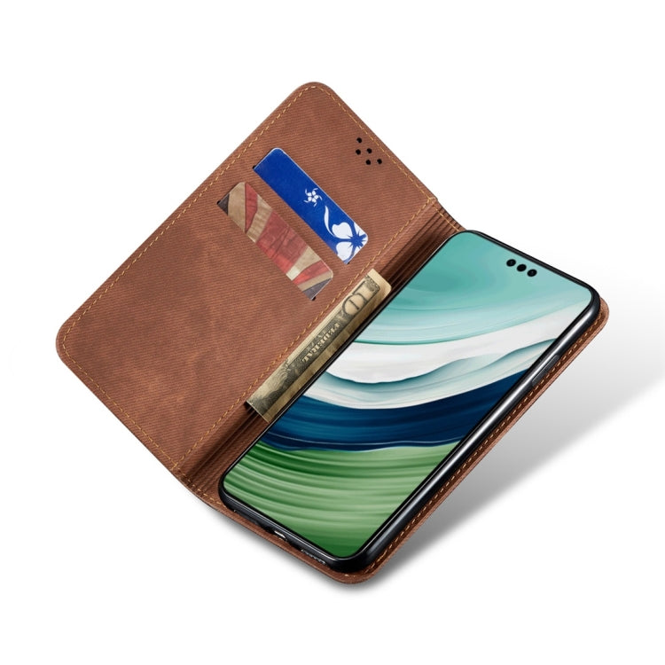 For Honor X6A Denim Texture Flip Leather Phone Case(Brown)