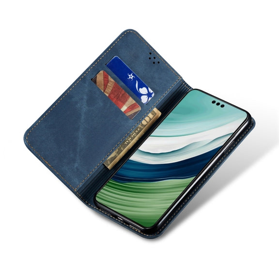 For Honor X8 5G / X6 4G Foreign Denim Texture Flip Leather Phone Case(Blue)