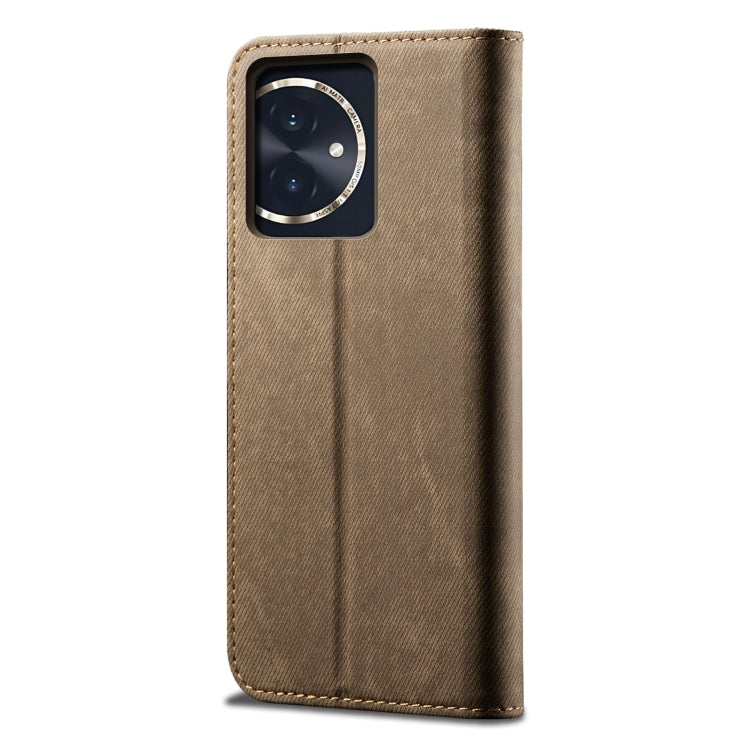 For Honor 100 Denim Texture Flip Leather Phone Case(Khaki)