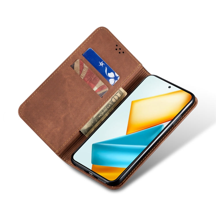For Honor 90 GT Denim Texture Flip Leather Phone Case(Brown)