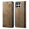 For Honor X8b 4G Global Denim Texture Flip Leather Phone Case(Khaki) - Honor Cases by PMC TechLife | Online Shopping South Africa | PMC TechLife | Buy Now Pay Later Mobicred