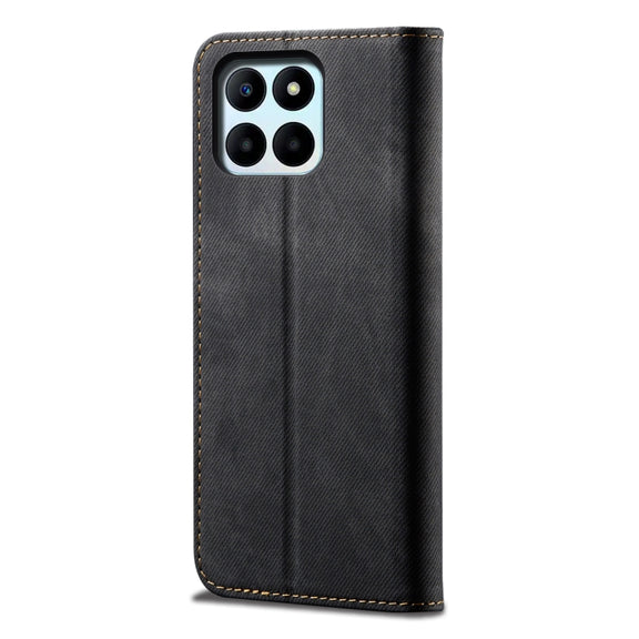 For Honor X8b 4G Global Denim Texture Flip Leather Phone Case(Black)