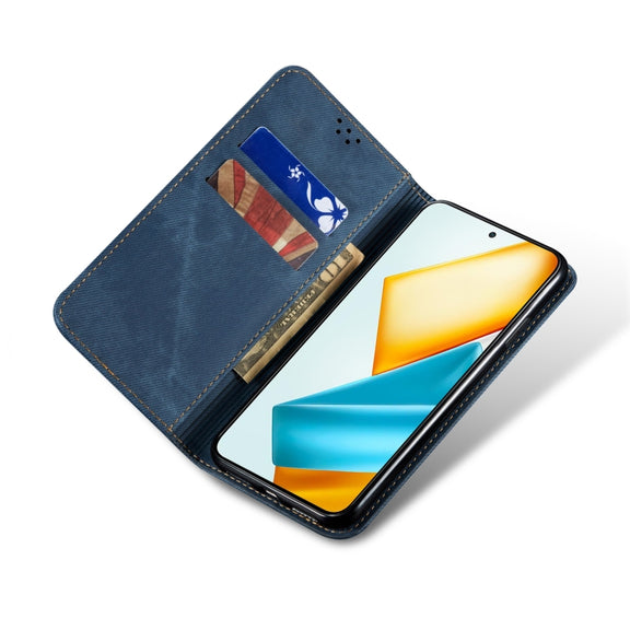For Honor X8b 4G Global Denim Texture Flip Leather Phone Case(Blue)