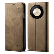 For Honor Magic6 Lite / X9b 5G Denim Texture Flip Leather Phone Case(Khaki)