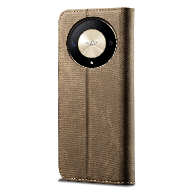 For Honor Magic6 Lite / X9b 5G Denim Texture Flip Leather Phone Case(Khaki)