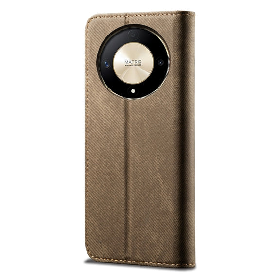 For Honor Magic6 Lite / X9b 5G Denim Texture Flip Leather Phone Case(Khaki)
