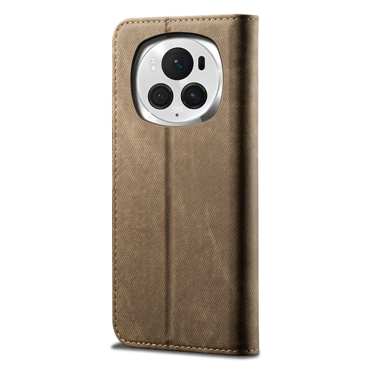 For Honor Magic6 Denim Texture Flip Leather Phone Case(Khaki)