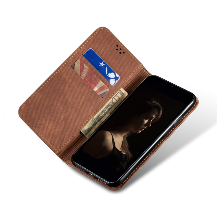 For Honor Magic6 Denim Texture Flip Leather Phone Case(Brown)