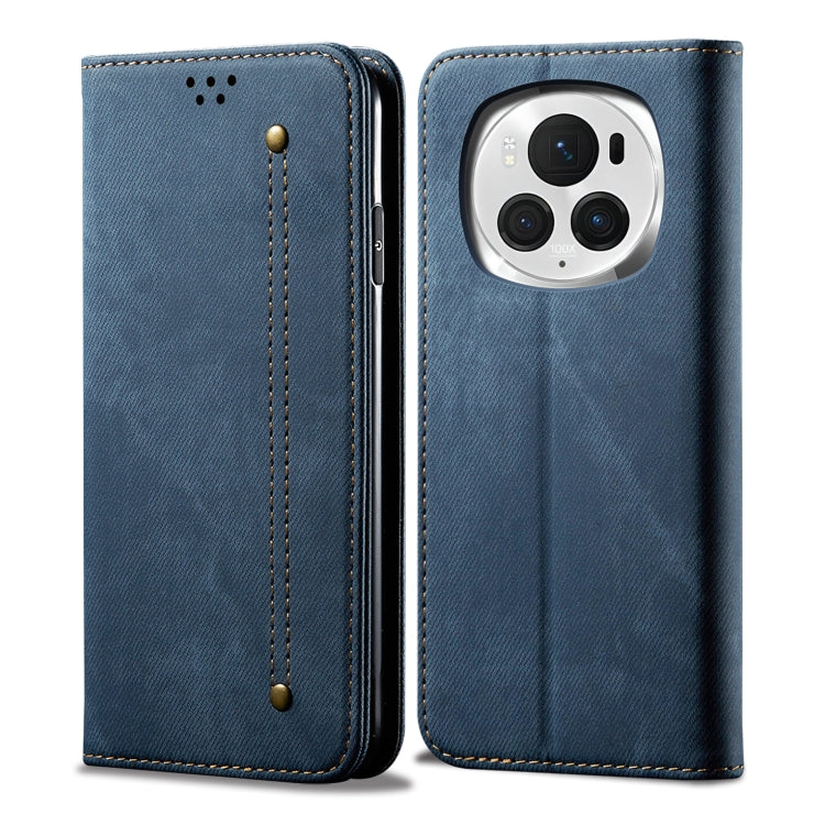 For Honor Magic6 Denim Texture Flip Leather Phone Case(Blue)