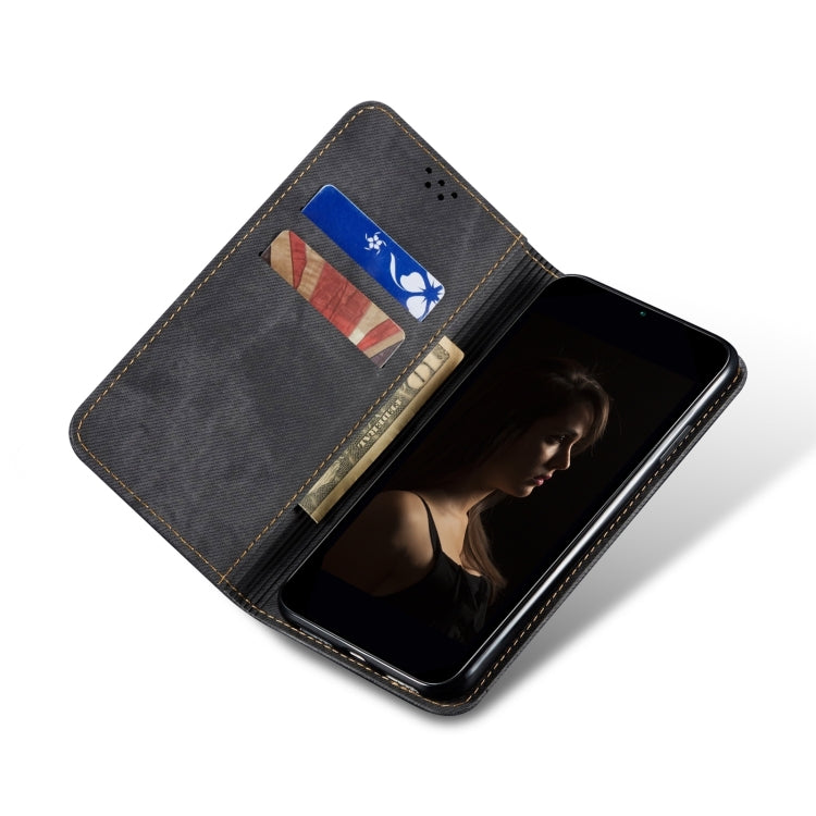 For Honor Magic6 Pro Denim Texture Flip Leather Phone Case(Black)