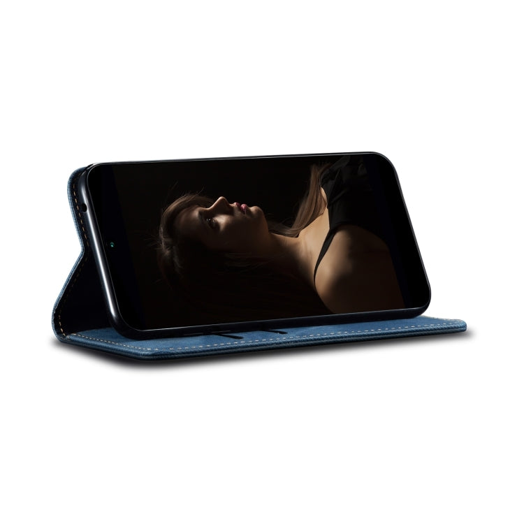 For Honor Magic6 Pro Denim Texture Flip Leather Phone Case(Blue)