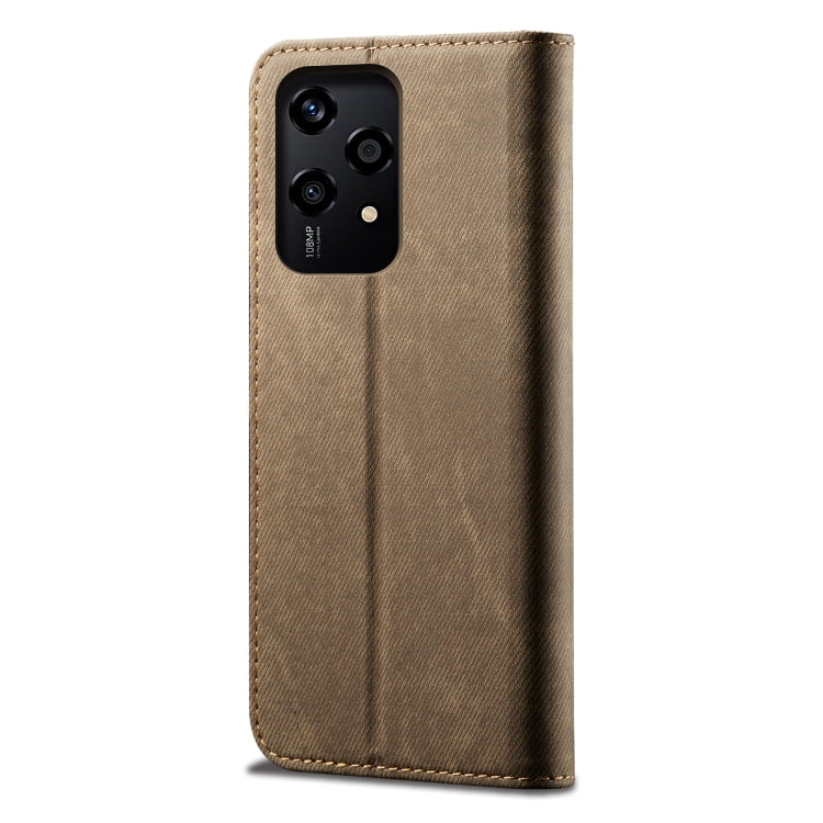 For Honor 200 Lite Global Denim Texture Flip Leather Phone Case(Khaki)