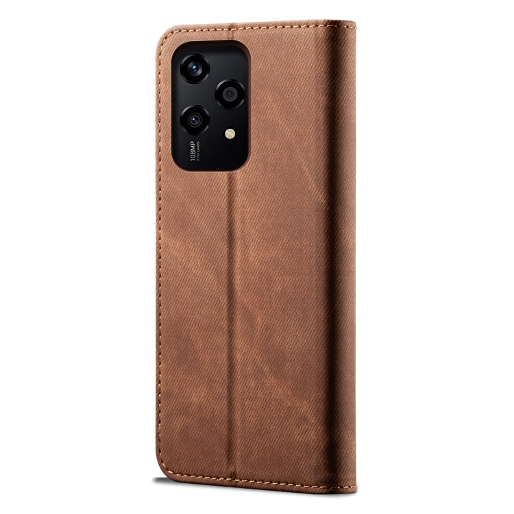For Honor 200 Lite Global Denim Texture Flip Leather Phone Case(Brown)