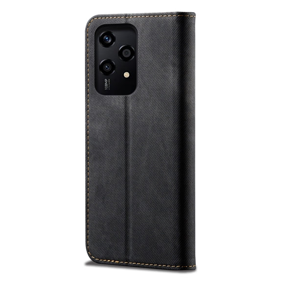For Honor 200 Lite Global Denim Texture Flip Leather Phone Case(Black)