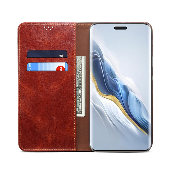 For Honor Magic6 Pro Oil Wax Crazy Horse Texture Leather Phone Case(Brown)