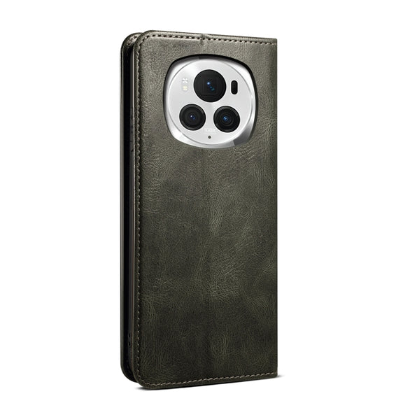 For Honor Magic6 Pro Oil Wax Crazy Horse Texture Leather Phone Case(Green)
