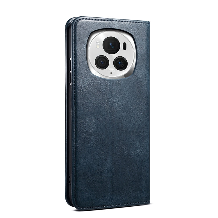 For Honor Magic6 Pro Oil Wax Crazy Horse Texture Leather Phone Case(Blue)