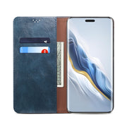 For Honor Magic6 Pro Oil Wax Crazy Horse Texture Leather Phone Case(Blue)