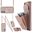 For Samsung Galaxy A54 5G Rhombic Texture Card Bag Phone Case with Long Lanyard(Rose Gold) - Galaxy Phone Cases by PMC TechLife | Online Shopping South Africa | PMC TechLife