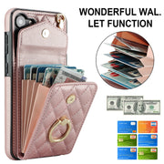 For Samsung Galaxy A54 5G Rhombic Texture Card Bag Phone Case with Long Lanyard(Rose Gold)