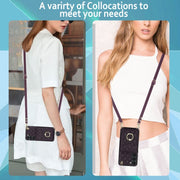 For Samsung Galaxy S24 5G Rhombic Texture Card Bag Phone Case with Long Lanyard(Wine Red)