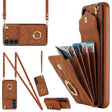 For Samsung Galaxy S24 5G Rhombic Texture Card Bag Phone Case with Long Lanyard(Brown) - Galaxy S24 5G Cases by PMC Jewellery | Online Shopping South Africa | PMC Jewellery | Buy Now Pay Later Mobicred