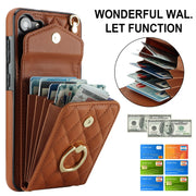 For Samsung Galaxy S24+ 5G Rhombic Texture Card Bag Phone Case with Long Lanyard(Brown)
