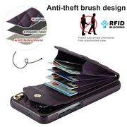 For Samsung Galaxy S24+ 5G Rhombic Texture Card Bag Phone Case with Long Lanyard(Dark Purple)