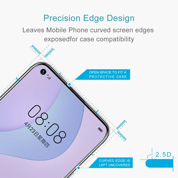 For Huawei nova 7 50 PCS Half-screen Transparent Tempered Glass Film