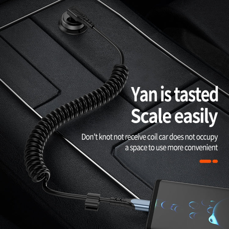 Type-C to 8 Pin Elbow Spring Charging Data Cable, Length: 1.5m(Black)