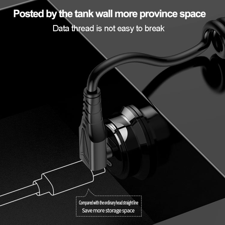 Type-C to 8 Pin + Type-C Elbow Spring Charging Data Cable, Length: 1.5m(Black)