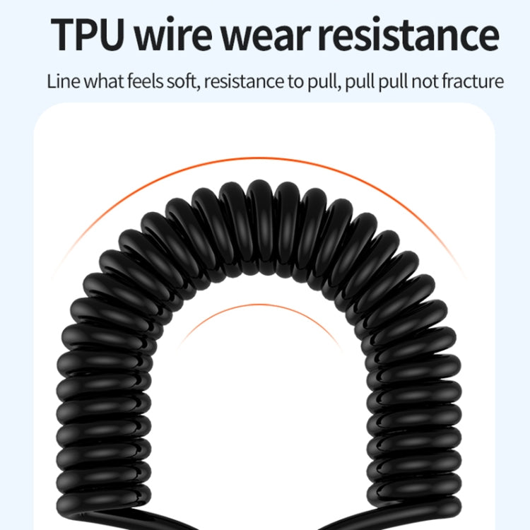 Type-C to 8 Pin Elbow Spring Charging Data Cable, Length: 1.5m(Black)