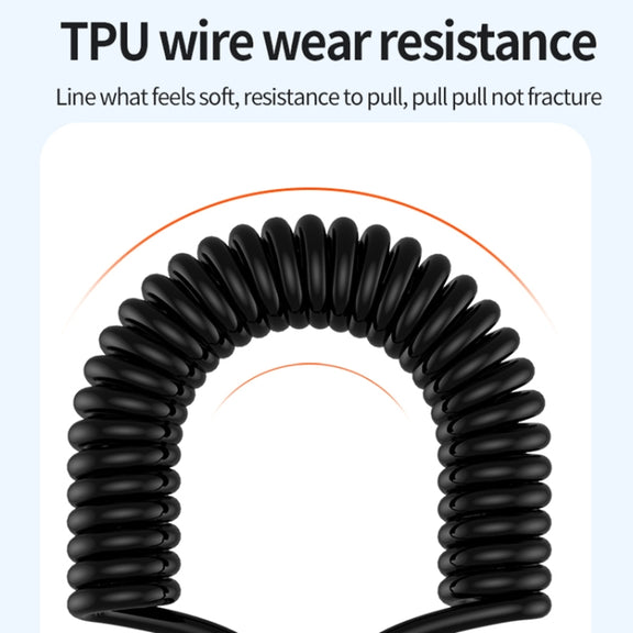 Type-C to 8 Pin Elbow Spring Charging Data Cable, Length: 1.5m(Black)