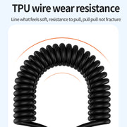 Type-C to 8 Pin + Type-C Elbow Spring Charging Data Cable, Length: 1.5m(Black)