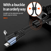 Type-C to 8 Pin Elbow Spring Charging Data Cable, Length: 1.5m(Black)