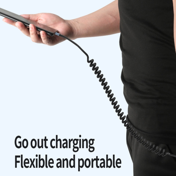 Type-C to 8 Pin Elbow Spring Charging Data Cable, Length: 1.5m(Black)
