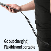 Type-C to 8 Pin + Type-C Elbow Spring Charging Data Cable, Length: 1.5m(Black)