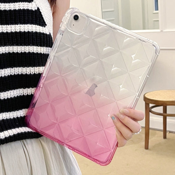 For iPad Air 11 2025 / 2024 Gradient Diamond Plaid TPU Tablet Case(Gradient Pink)