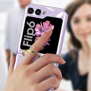 For Samsung Galaxy Z Flip6 GKK Electroplating Phone Case with Ring(Purple)